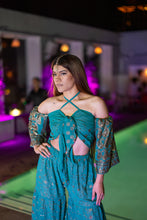 Load image into Gallery viewer, Golden turquoise sharara pants set