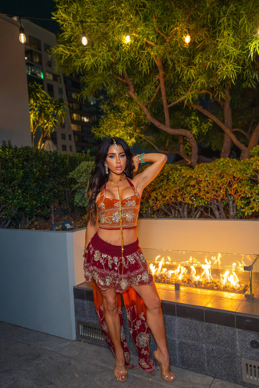 Fire goddess butterfly skirt set