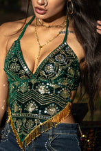 Load image into Gallery viewer, Emerald Venus Velvet Sequin Top