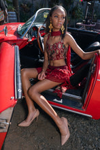 Load image into Gallery viewer, fire lotus ruffle mini skirt set