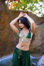 Load image into Gallery viewer, Emerald Gold Sharara Pants Set