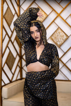 Load image into Gallery viewer, Black Lotus Hoodie Wrap Top