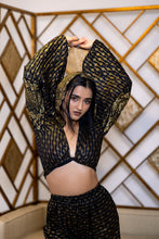 Load image into Gallery viewer, Black Lotus Hoodie Wrap Top