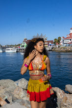Load image into Gallery viewer, Rainbow Jungle micro mini skirt set (without bottom skirt sequins- top is same)