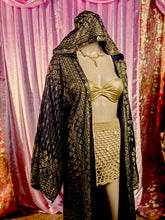 Load image into Gallery viewer, Black Lotus Kimono with hood