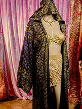 Load image into Gallery viewer, Black Lotus Kimono with hood