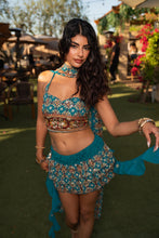 Load image into Gallery viewer, Blue lotus ruffle skirt set