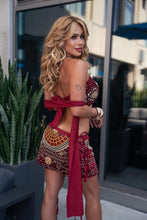 Load image into Gallery viewer, Velvet Fire Lace up mini skirt set
