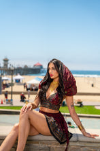 Load image into Gallery viewer, Midnight Rose Mini Skirt Set