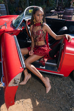 Load image into Gallery viewer, fire lotus ruffle mini skirt set