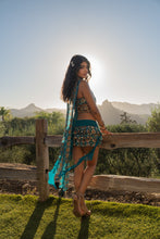 Load image into Gallery viewer, Blue lotus ruffle skirt set