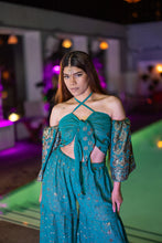 Load image into Gallery viewer, Golden turquoise sharara pants set