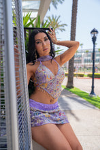 Load image into Gallery viewer, purple bloom shakti mini skirt set
