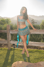 Load image into Gallery viewer, Blue lotus ruffle skirt set