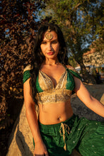 Load image into Gallery viewer, Emerald Gold Sharara Pants Set