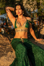 Load image into Gallery viewer, Emerald Gold Sharara Pants Set