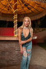 Load image into Gallery viewer, Turquoise Velvet Pixie Top