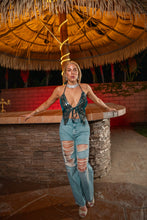 Load image into Gallery viewer, Turquoise Velvet Pixie Top