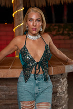 Load image into Gallery viewer, Turquoise Velvet Pixie Top