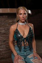 Load image into Gallery viewer, Turquoise Velvet Pixie Top