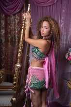 Load image into Gallery viewer, Pink Garden Lace Up mini skirt set