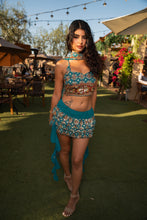 Load image into Gallery viewer, Blue lotus ruffle skirt set