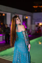 Load image into Gallery viewer, Golden turquoise sharara pants set