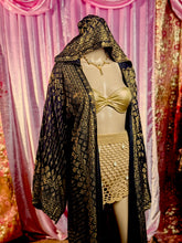 Load image into Gallery viewer, Black Lotus Kimono with hood