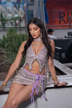 Load image into Gallery viewer, Lilac Diamonds Lace up Mini Skirt Set