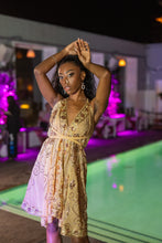Load image into Gallery viewer, Gold Lotus Mini Magic Dress