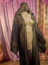 Load image into Gallery viewer, Black Lotus Kimono with hood