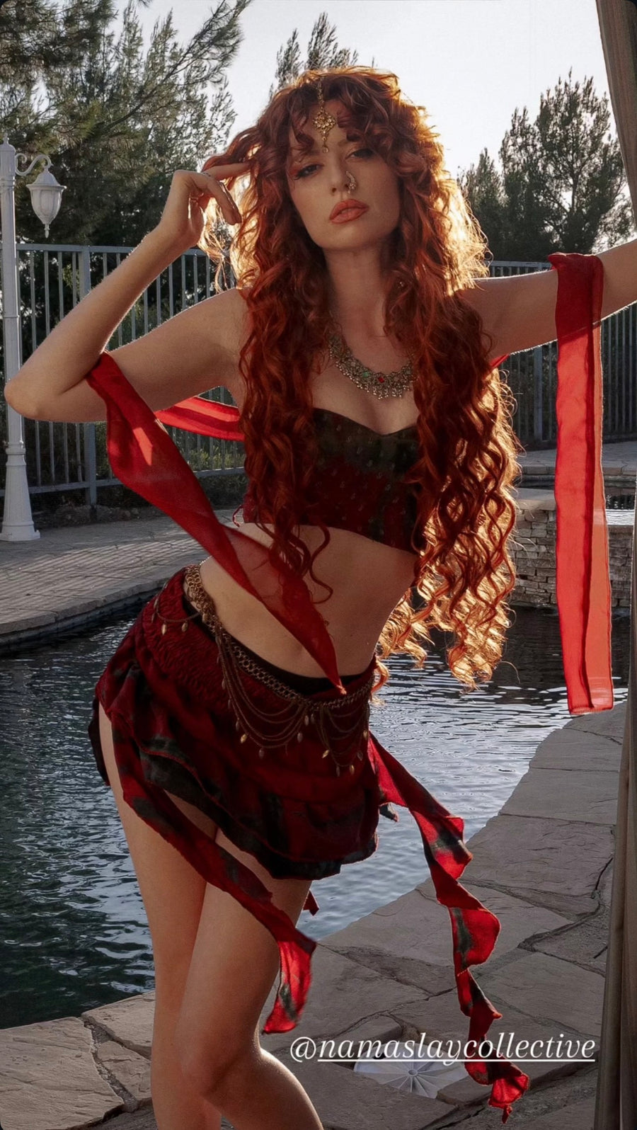 Dark Rose Shakti Mini Skirt Set