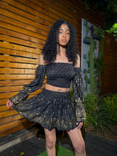 Load image into Gallery viewer, Black Lotus Scrunch Top Mini Skirt Set