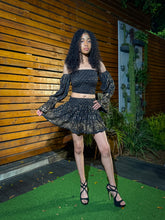 Load image into Gallery viewer, Black Lotus Scrunch Top Mini Skirt Set