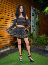 Load image into Gallery viewer, Black Lotus Scrunch Top Mini Skirt Set