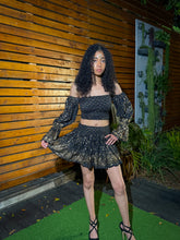 Load image into Gallery viewer, Black Lotus Scrunch Top Mini Skirt Set