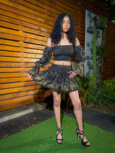 Load image into Gallery viewer, Black Lotus Scrunch Top Mini Skirt Set
