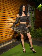 Load image into Gallery viewer, Black Lotus Scrunch Top Mini Skirt Set