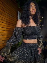 Load image into Gallery viewer, Black Lotus Scrunch Top Mini Skirt Set