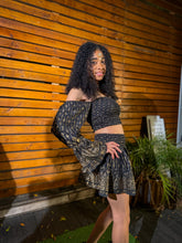 Load image into Gallery viewer, Black Lotus Scrunch Top Mini Skirt Set