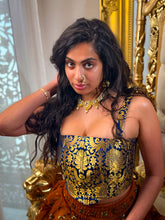 Load image into Gallery viewer, Midnight Mystic Golden Corset Top