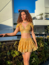 Load image into Gallery viewer, Gold Lotus Micro Mini Skirt Set