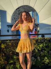 Load image into Gallery viewer, Gold Lotus Micro Mini Skirt Set
