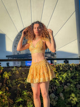 Load image into Gallery viewer, Gold Lotus Micro Mini Skirt Set