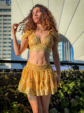 Load image into Gallery viewer, Gold Lotus Micro Mini Skirt Set