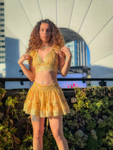 Load image into Gallery viewer, Gold Lotus Micro Mini Skirt Set