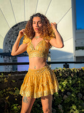Load image into Gallery viewer, Gold Lotus Micro Mini Skirt Set