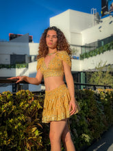 Load image into Gallery viewer, Gold Lotus Micro Mini Skirt Set