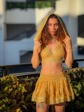 Load image into Gallery viewer, Gold Lotus Micro Mini Skirt Set