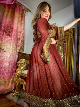 Load image into Gallery viewer, Gold Mocha Anarkali Jacket Dress
